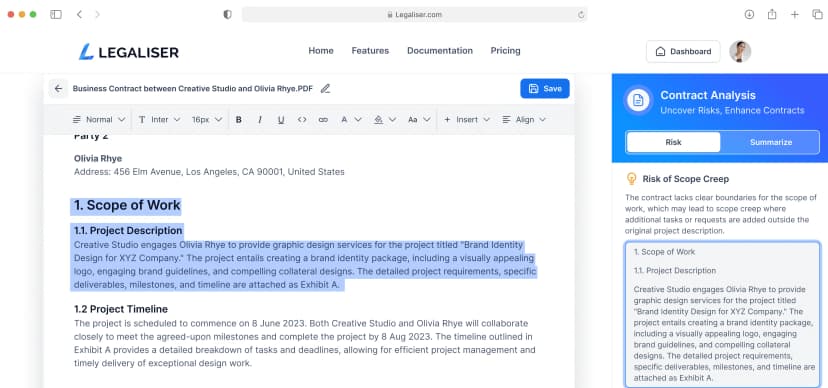 Features of Legal AI - Legaliser